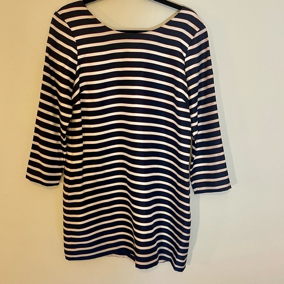 100% Silk J. Crew Size 8 Sheath Dress in Navy & White - Picture 13 of 13